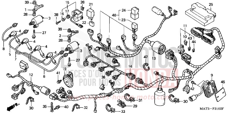 WIRE HARNESS (1/2/3/4) for Super Blackbird DARKNESS BLACK METALLIC (NH463) from 2002